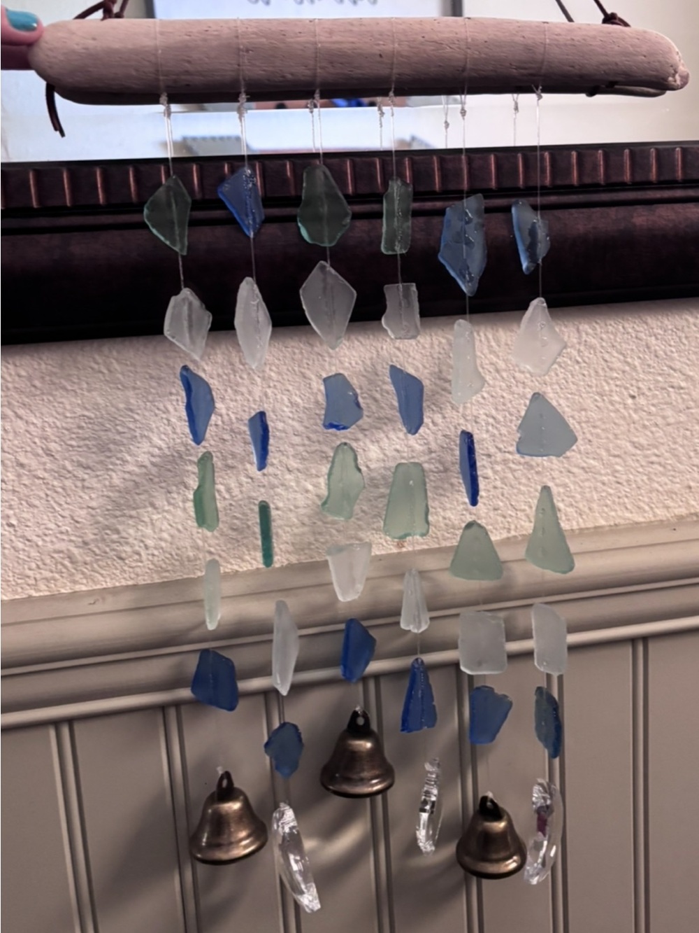 Sea Glass Driftwood WindChime/Wall Hanging Cambria California Coast Handmade